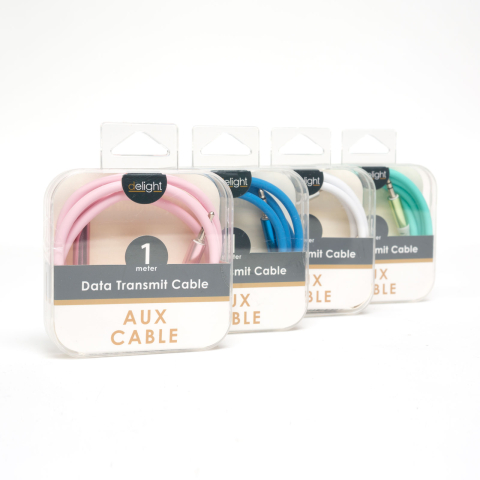 Cablu auxiliar Jack 3.5 mm metal tata-tata 1m textil Delight, conectori stereo, lungime 1m, brand Delight [4]