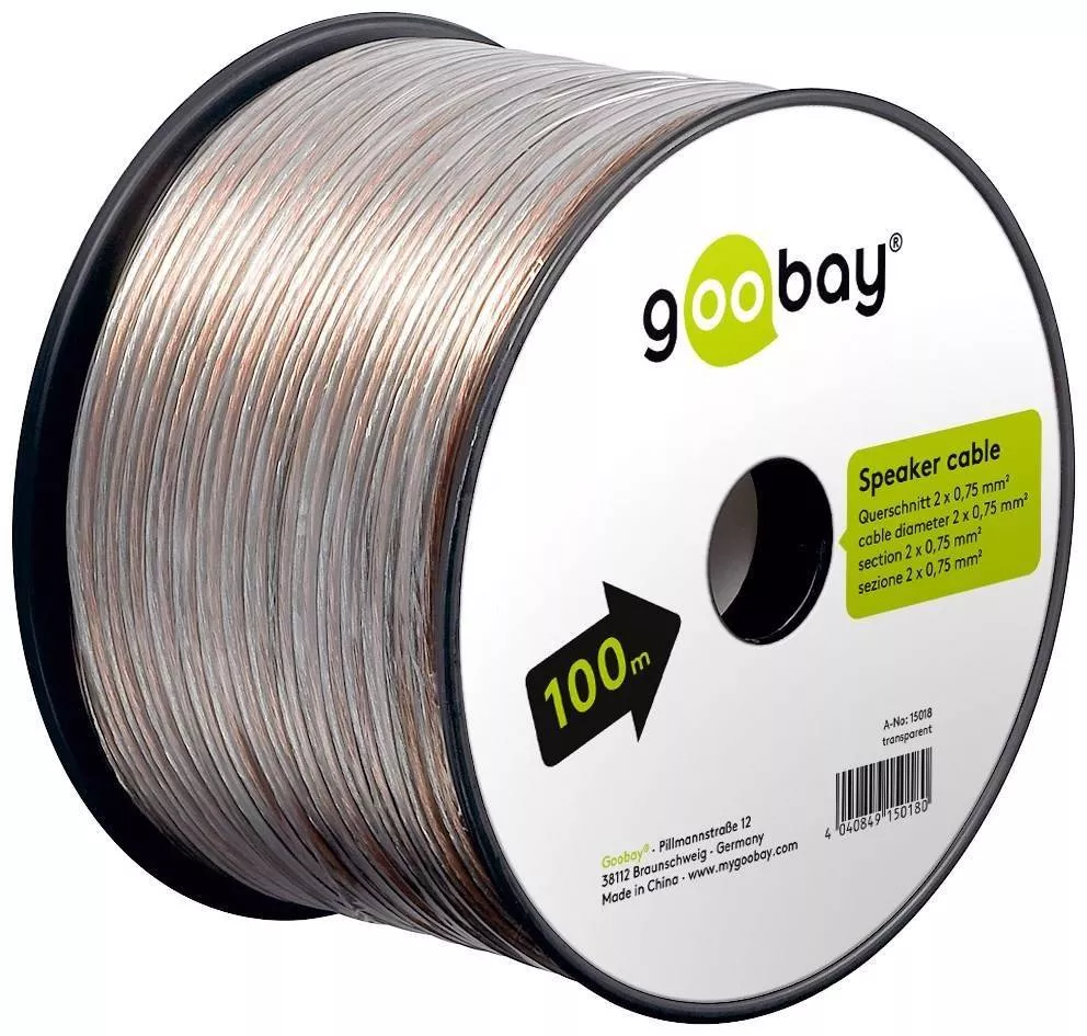 Conectica - Cablul boxe 2x0.75mm transparent CCA Goobay – Conectare audio pentru boxe și difuzoare, recomandat până la 100W