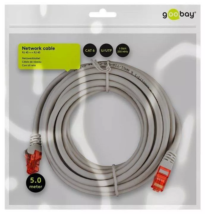 Cablu CAT6 UTP RJ45 3m CCA gri Goobay pentru conexiuni rapide la internet [1]