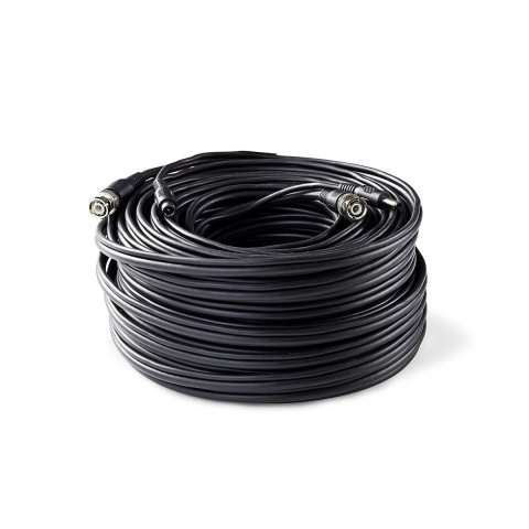 Cablu coaxial BNC + DC 2.1x5.5mm 10m negru Nedis pentru sisteme CCTV [1]