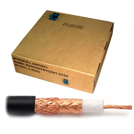 Cablu coaxial H155 50 ohm 1m cupru exterior negru Cabletech H1 compatibil [1]