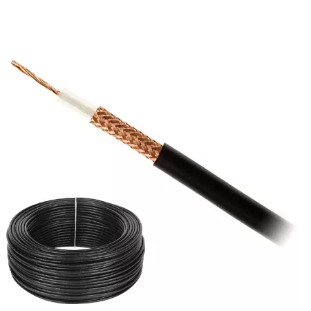 Cablu coaxial H155 100m cupru negru PVC Cabletech H1 compatibil [1]