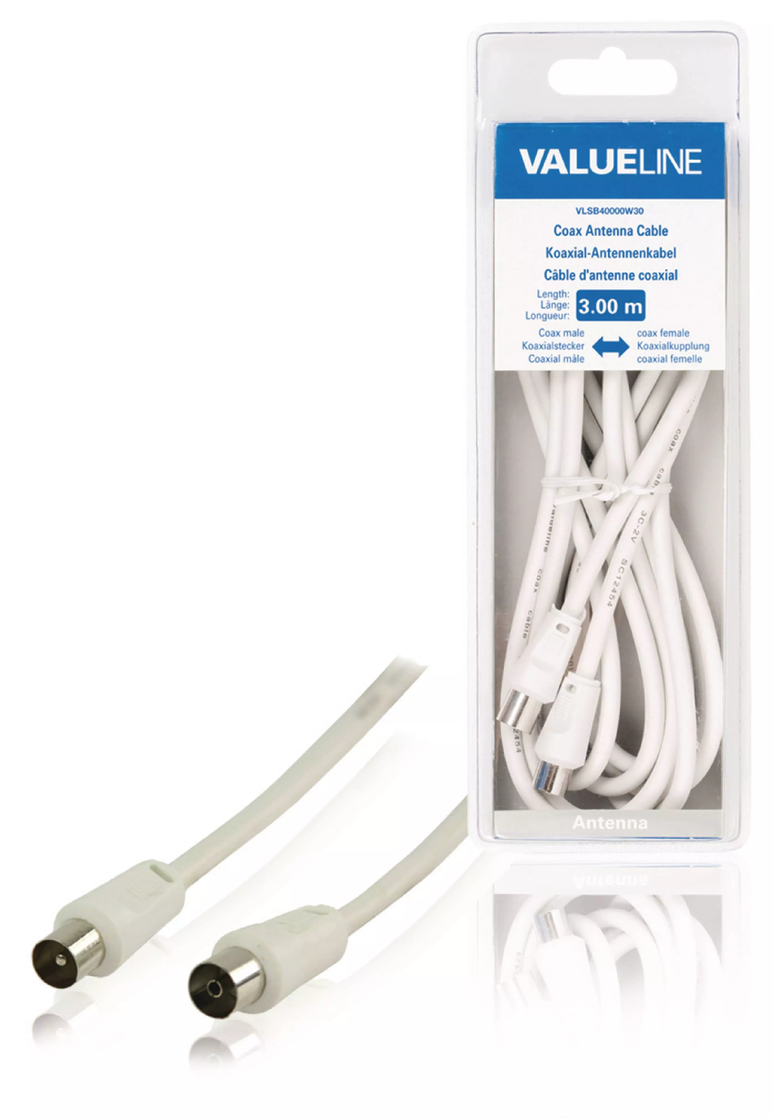 Cabluri TV - Cablu coaxial tata-mama 3m Dublu Ecranat alb VALUELINE – IoElectronice.ro