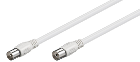 Cabluri TV - Cablu COAXIAL TV antena 5m mama-tata 75 ohm clasa A 85DB Dublu ecranat CCS alb 66616 Goobay – IoElectronice.ro