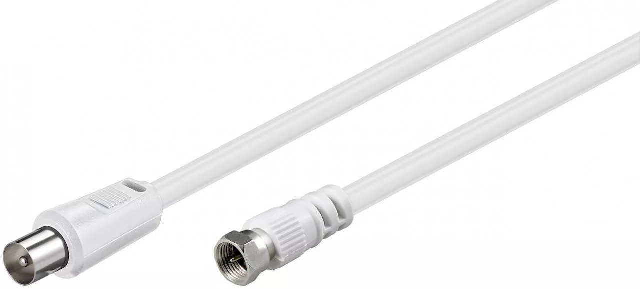 Conectica - Cablu conexiune antenă/Satelit 2.5m F tata - Coaxial tata alb Goobay