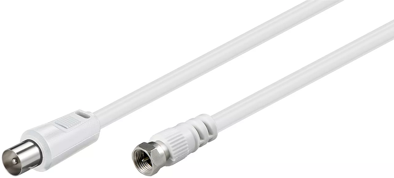 Conectica - Cablu conexiune antenă/SAT 5m F tata - Coaxial tata alb Goobay