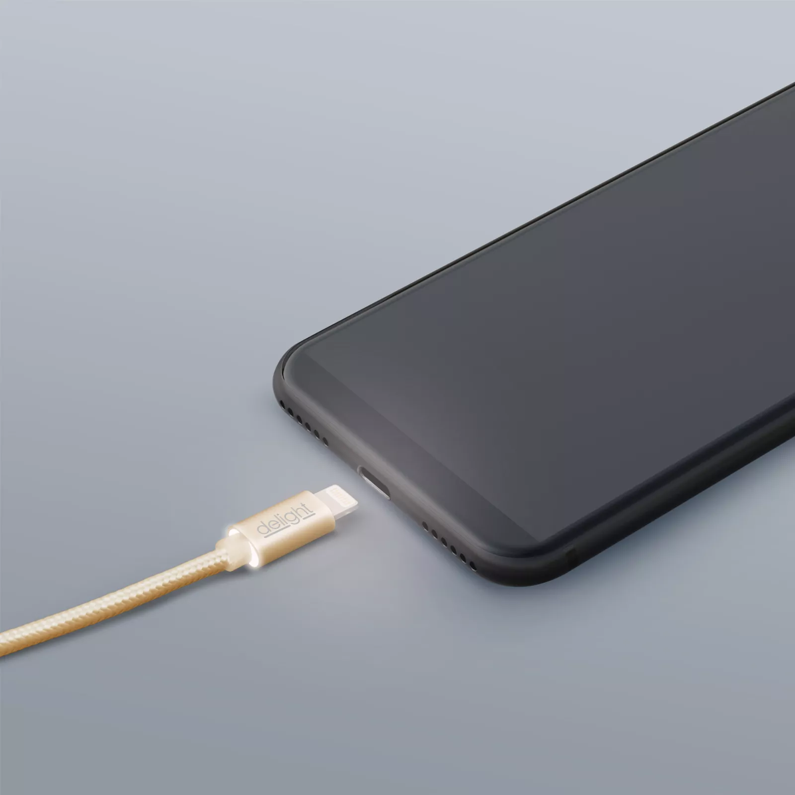 Cablu date încărcare iPhone Lightning 1m LED auriu Delight USB 2.0 2000 mAh [1]