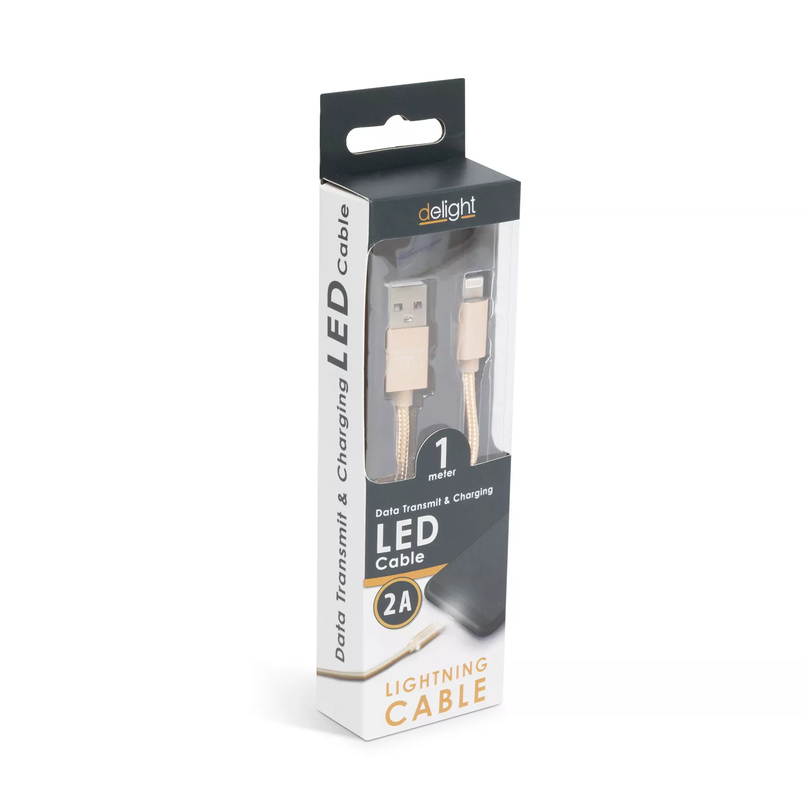 Cablu date încărcare iPhone Lightning 1m LED auriu Delight USB 2.0 2000 mAh [3]