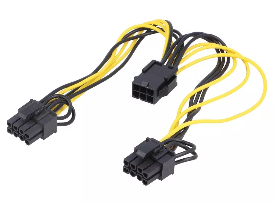 Conectica - Cablu de alimentare PCI-E 6pin la 2x PCI-E 8pin, 0.15m, adaptor pentru plăci video AKYGA AK-CA-55