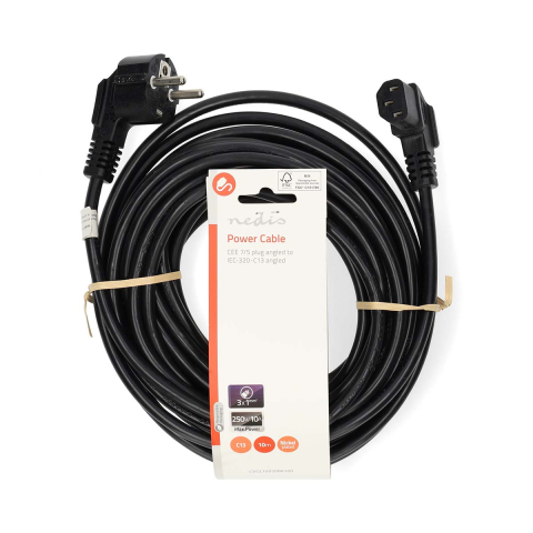 Cablu alimentare Schuko tata cotit 10m 3x1mm2 Nedis negru CEGL10020BK100 [2]