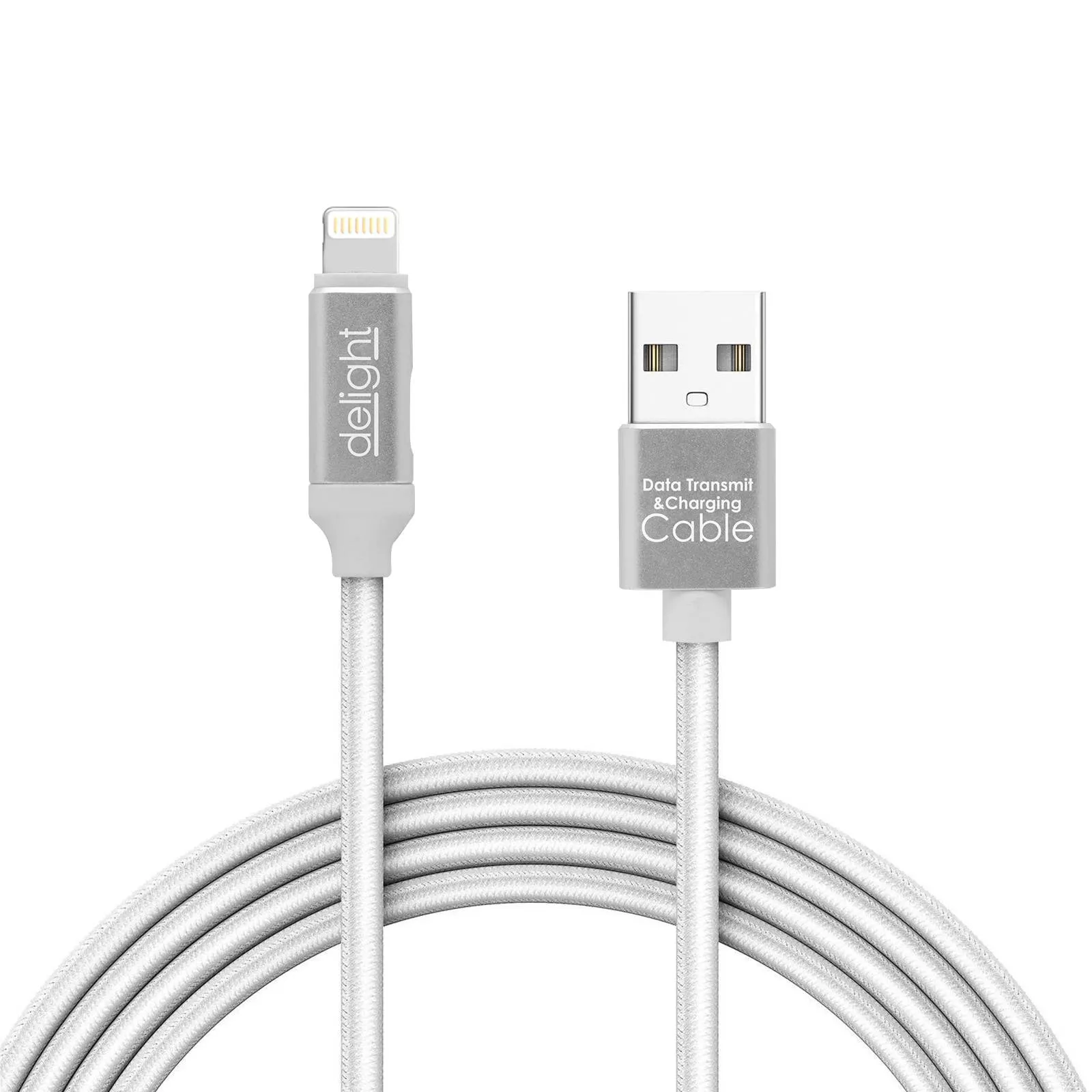 Cabluri telefon-tableta - Cablu de date 2in1 iPad iPhone lightning 1m 2A argintiu delight – IoElectronice.ro