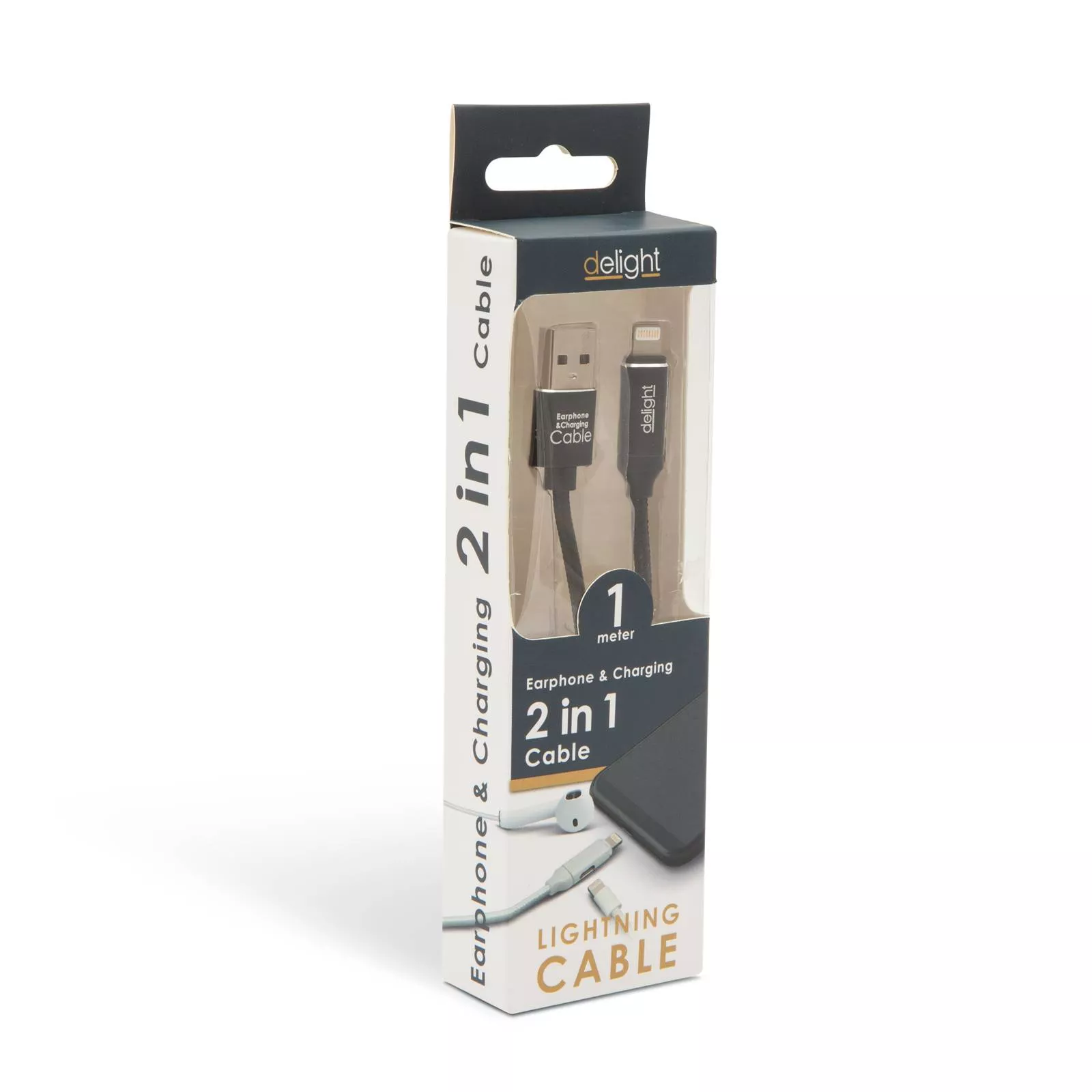 Cablu date 2in1 Lightning 1m 2A Apple USB A Delight [3]