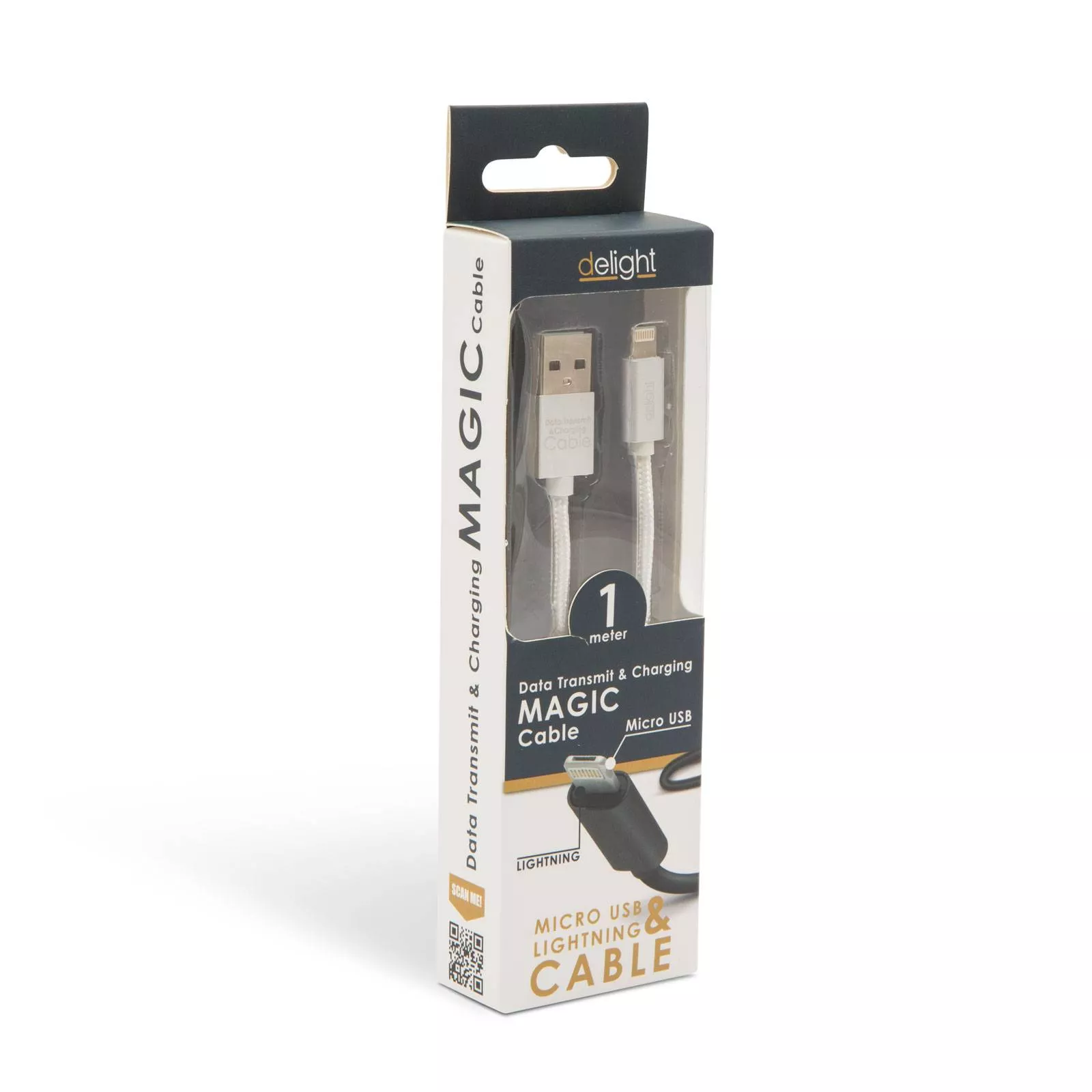 Cablu de date 2in1 Lightning + Micro USB 1m alb USB 2.0 Delight pentru Apple și dispozitive cu USB micro [3]