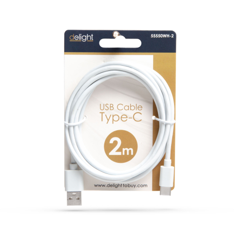 Cablu de date/încărcare USB Type C 2m alb invelis siliconic Delight 55550WH-2 [1]