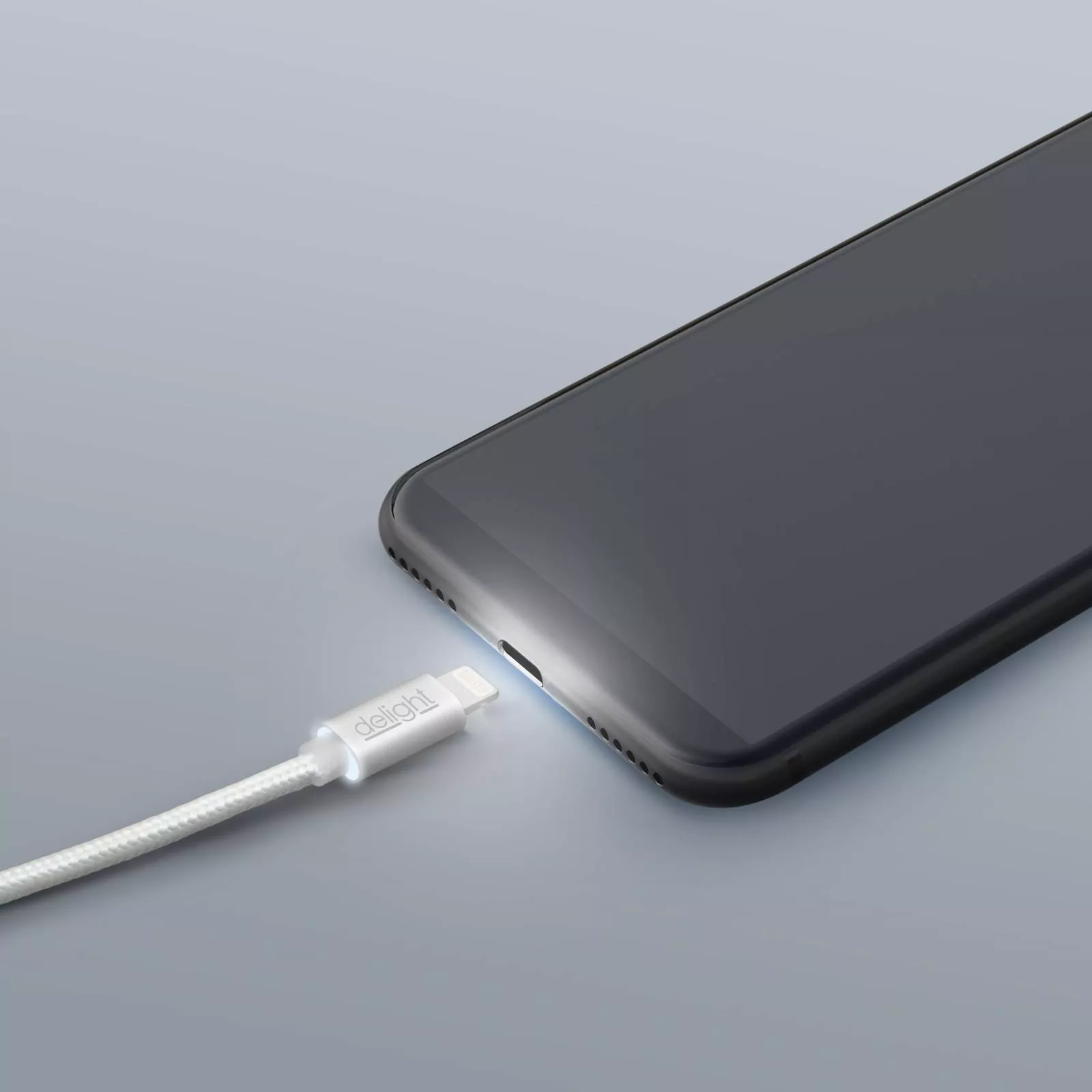 Cablu date iPhone Lightning 1m argintiu LED roșu Delight compatibil Apple [1]