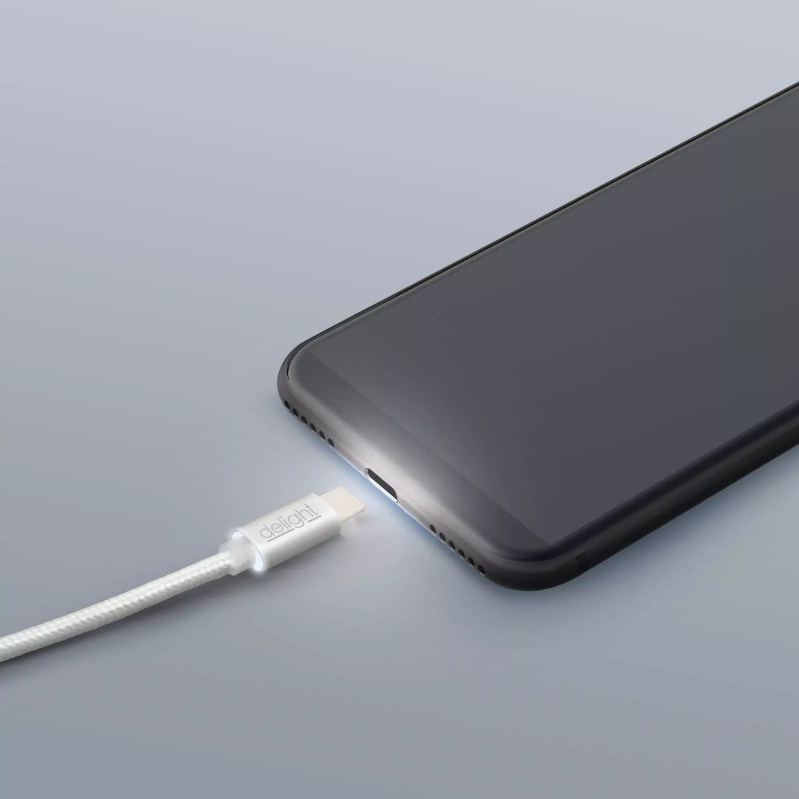 Cablu de date USB Type C 1m argintiu cu LED roșu Delight [1]