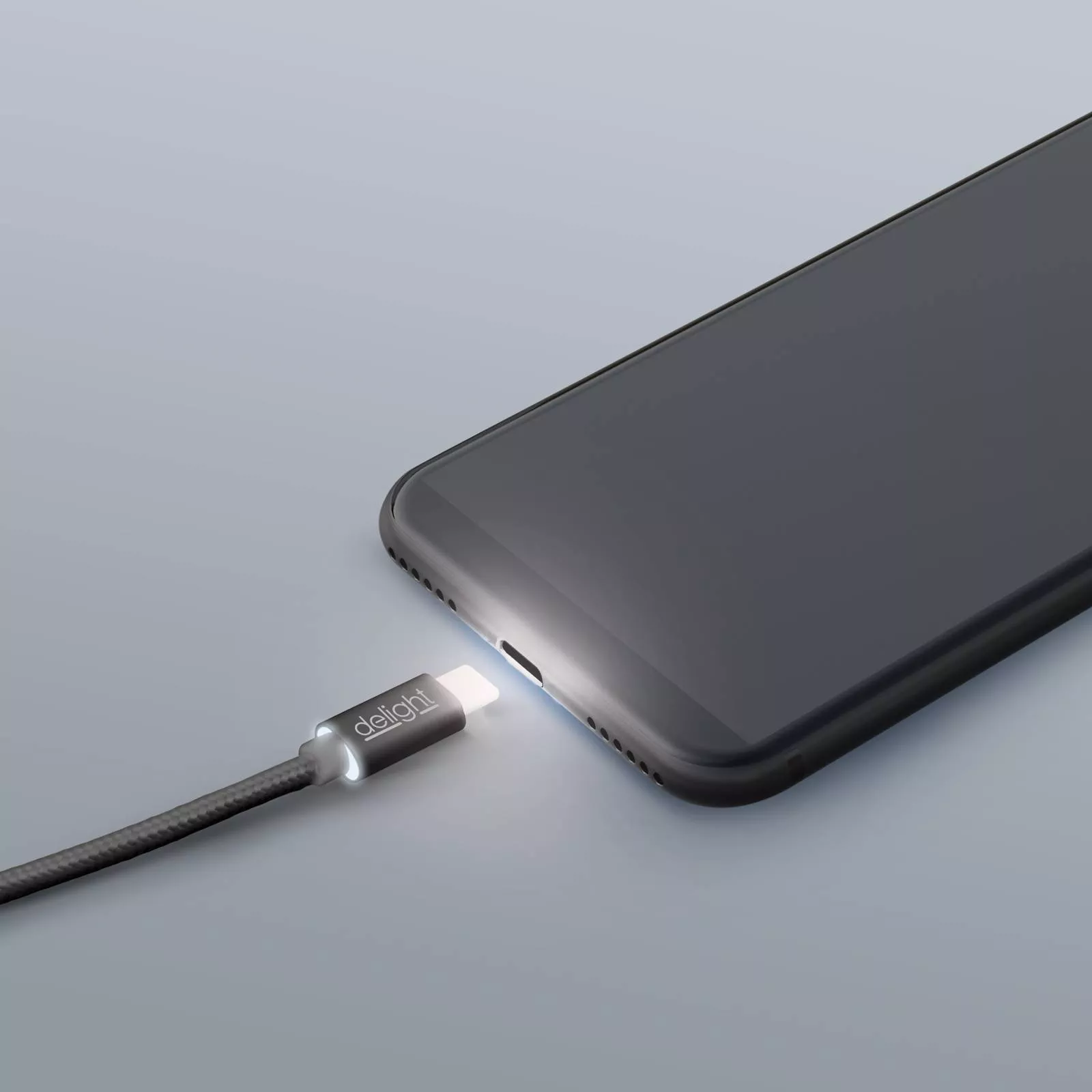 Cablu date USB Type C 1m negru cu LED roșu Delight [1]