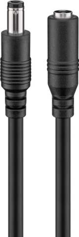 Cabluri alimentare AC-DC - Cablu de extensie alimentare DC 5.5 x 2.5 mm mama-tata 10m cupru 0.5mm negru Goobay – IoElectronice.ro