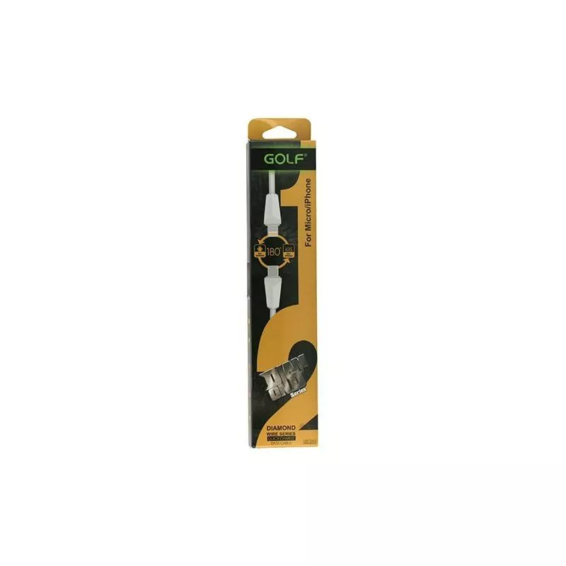 Cablu de încărcare USB 2in1 alb 1m Golf pentru iPhone și micro USB, standard USB 2.0, conectori Apple și USB A [1]