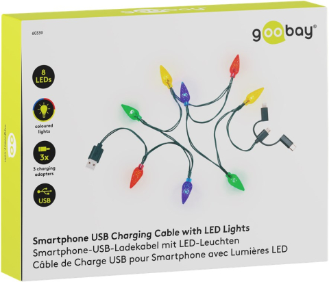Cablu de încărcare USB pentru smartphone cu lumini LED RGB - Lightning Micro-USB USB Type C 90cm Goobay 60339 – IoElectronice.ro [6]