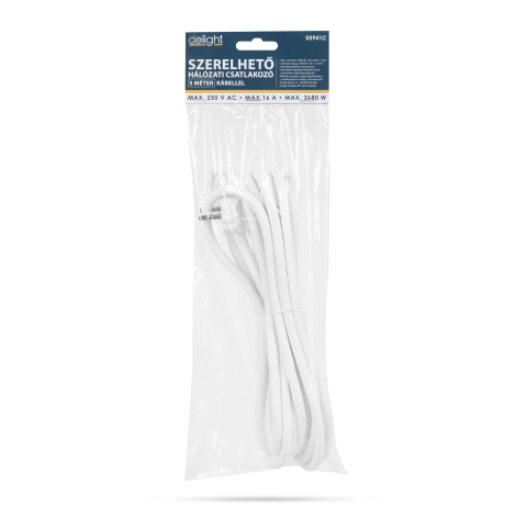 Cablu rețea montabil 5m 3x1.5mm2 alb cu stecher Schuko tata brand Delight [1]