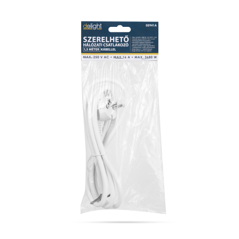 Cablu de rețea montabil 1.5m 3x1.5 mm2 alb cu stecher Schuko tata brand Delight [1]