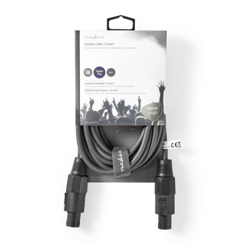 Cablu difuzor 1.5mm SPEAKON 2-pini mama 5m cupru gri Nedis [2]