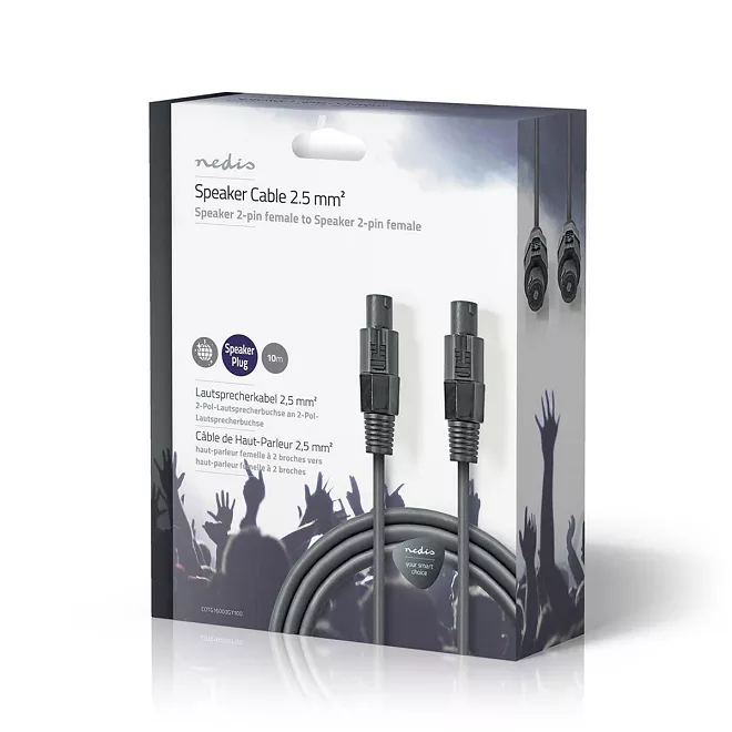 Cablu difuzor 2.5mm SPEAKON 2-pini mama 10m gri Nedis [2]