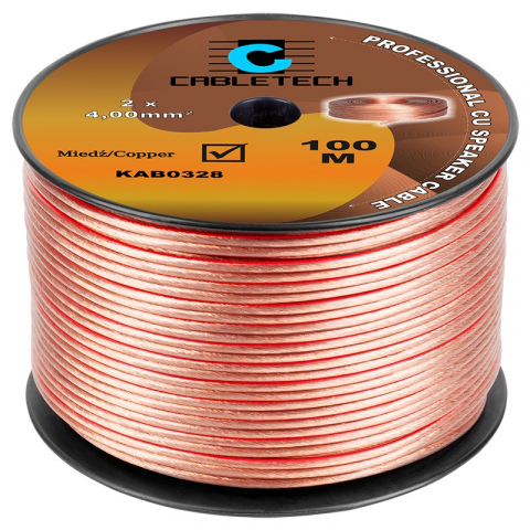 Cabluri difuzor - Cablu difuzor 4mm² cupru transparent Cabletech, 100m, conductor de înaltă calitate pentru audio profesionale