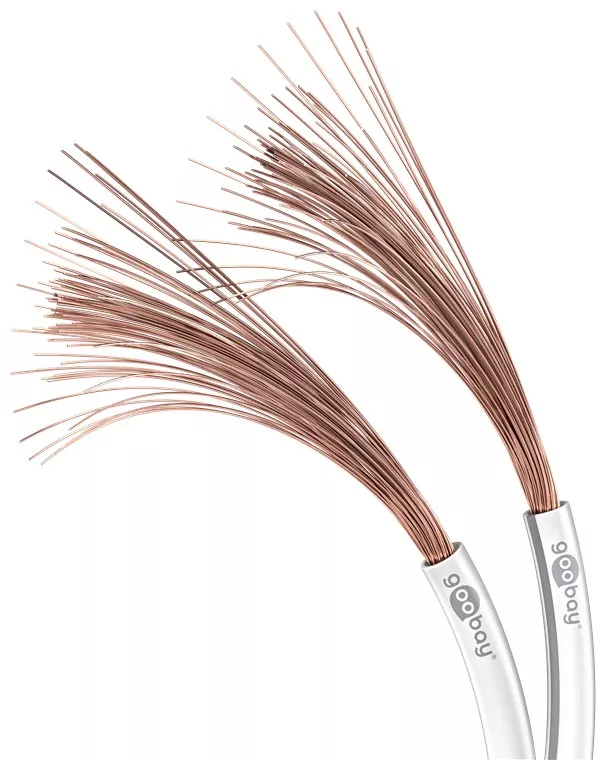 Cabluri difuzor - Cablul difuzor alb 2x0.75mm OFC cupru fără oxigen Goobay 15103 – Calitate audio HiFi, durabil și ușor de conectat
