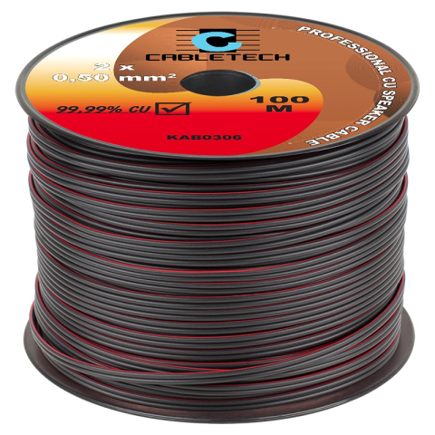 Cablu difuzor 2x0.5mm 1m Cabletech KAB0306 roșu/negru pentru conectare difuzoare [1]