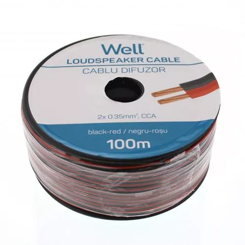 Cabluri difuzor - Cablu difuzor roșu/negru 2x0.35mm CCA Well LSP-CCA0.35BR-100-WL – IoElectronice.ro