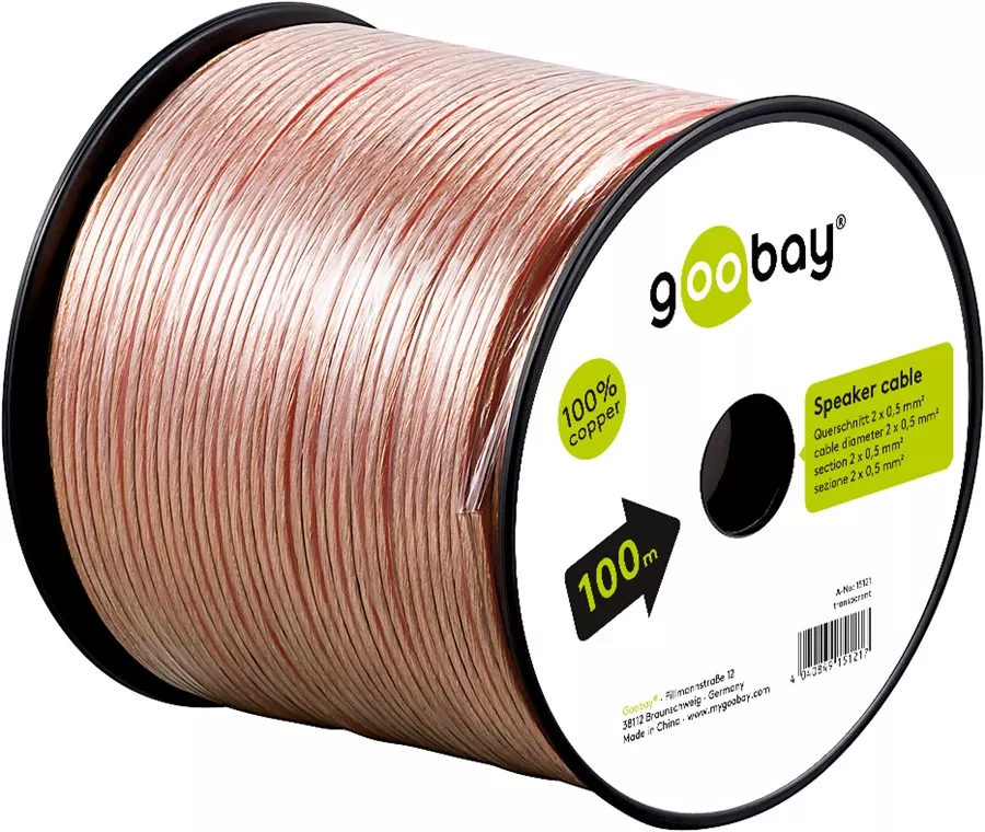 Cablu difuzor 2x0.5mm transparent cupru OFC Goobay 15121 [3]