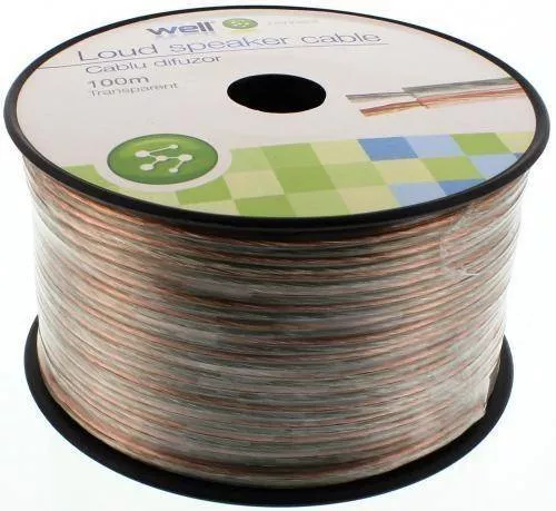Cabluri difuzor - Cablu difuzor transparent 2x0.75mm CCA Well LSP-CCA0.75TT-100-WL – IoElectronice.ro