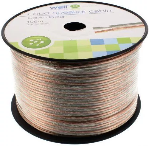 Cabluri difuzor - Cablu difuzor transparent 2x2mm CCA Well LSP-CCA2.00TT-100-WL – IoElectronice.ro