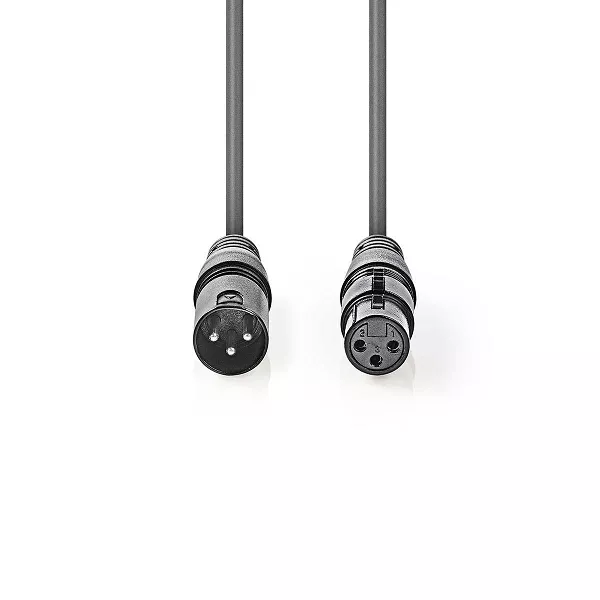 Cablu Digital DMX XLR 3-pini tata - XLR 3-pini mama 1.5m 20AWG Nedis standard 110 ohmi culoare negru [1]