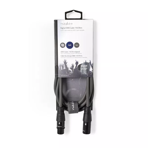 Cablu Digital DMX XLR 3-pini tata - XLR 3-pini mama 1.5m 20AWG Nedis standard 110 ohmi culoare negru [2]
