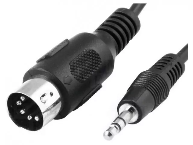 Cabluri DIN 5 pini - Cablu DIN 5 pini mufa tata la Jack 3.5 mm 1.5m negru BQ CABLE conexiune stereo