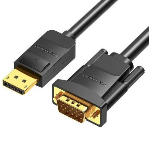 Cabluri DisplayPort - Cablu DisplayPort mufa tata - VGA D-Sub 15pin HD mufa tata 1080P 60Hz 1.5m negru 30AWG VENTION HBLBG – IoElectronice.ro