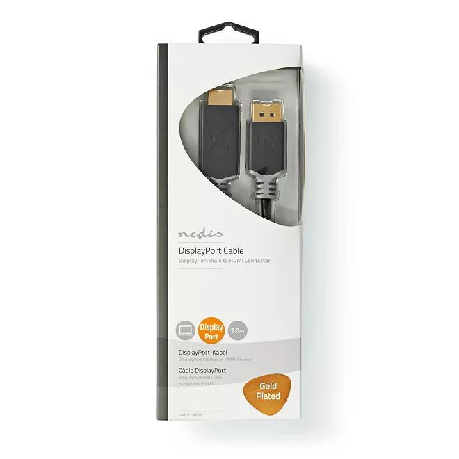Cablu DisplayPort v1.4 - HDMI 4K 60Hz 2m aurit antracit Nedis – IoElectronice.ro [1]