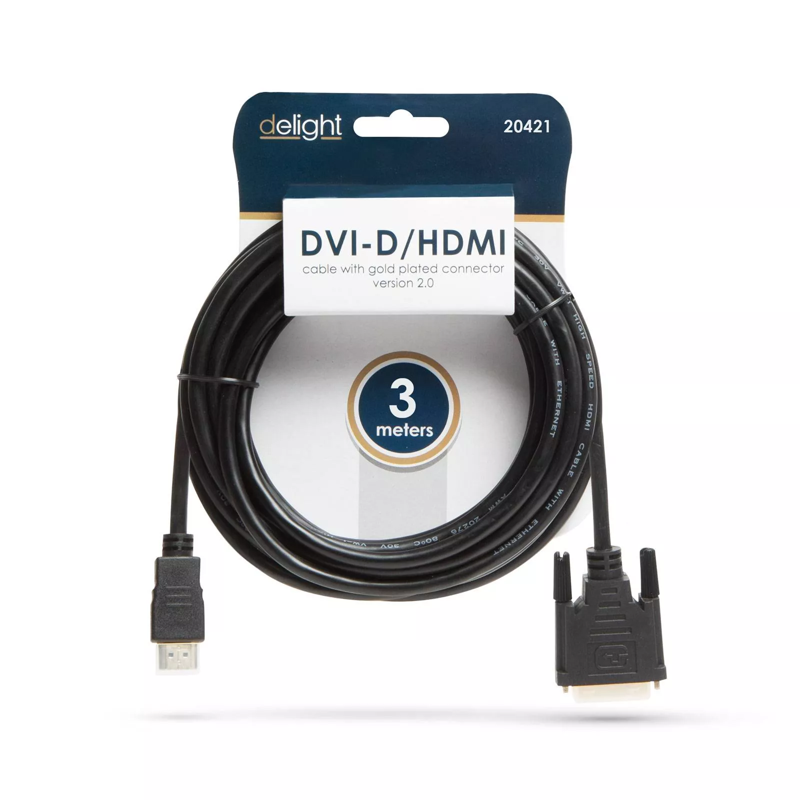 Cablu DVI-D 24+1 la HDMI 3m 10.2Gbps 2.0v aurit Delight – IoElectronice.ro [1]