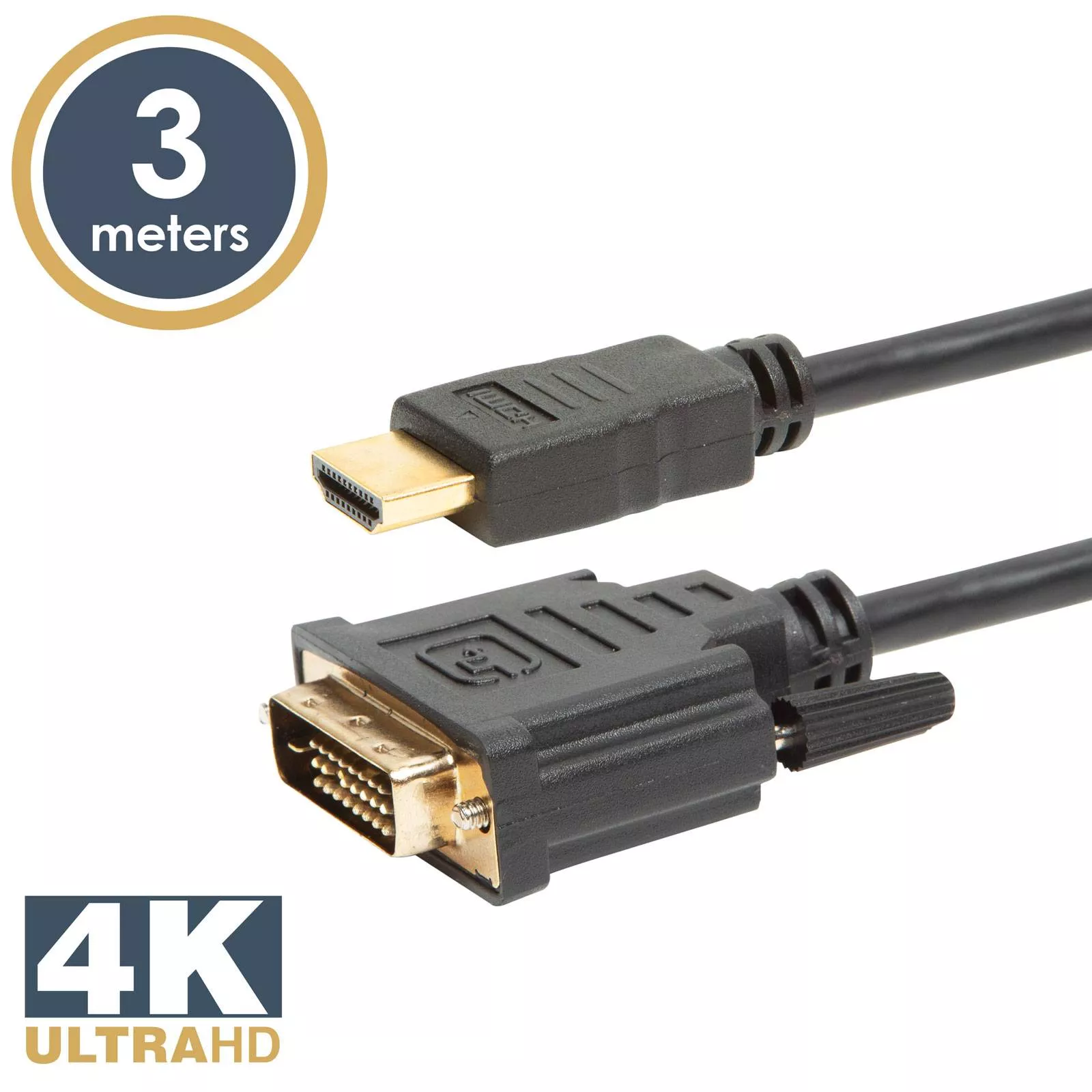 Cabluri DVI - Cablu DVI-D 24+1 la HDMI 3m 10.2Gbps 2.0v aurit Delight – IoElectronice.ro