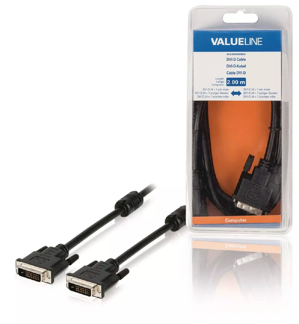 Cabluri DVI - Cablu DVI-D 24+1-pin tata - DVI-D 24+1-pin tata 2m VALUELINE – IoElectronice.ro