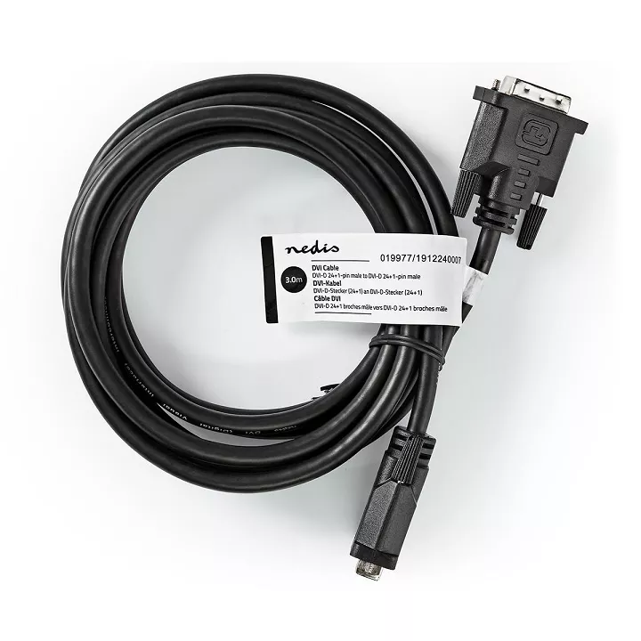 Cablu DVI-D 24+1-Pin, 3m, Negru, Transfer Digital 1080p, Nedis, Conector Durabil, Full HD [2]