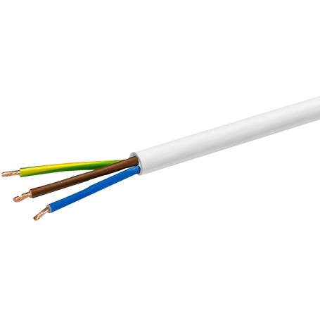 Cabluri alimentare AC-DC - Cablu electric 3x1mm cupru alb MYYM 3 fire – IoElectronice.ro