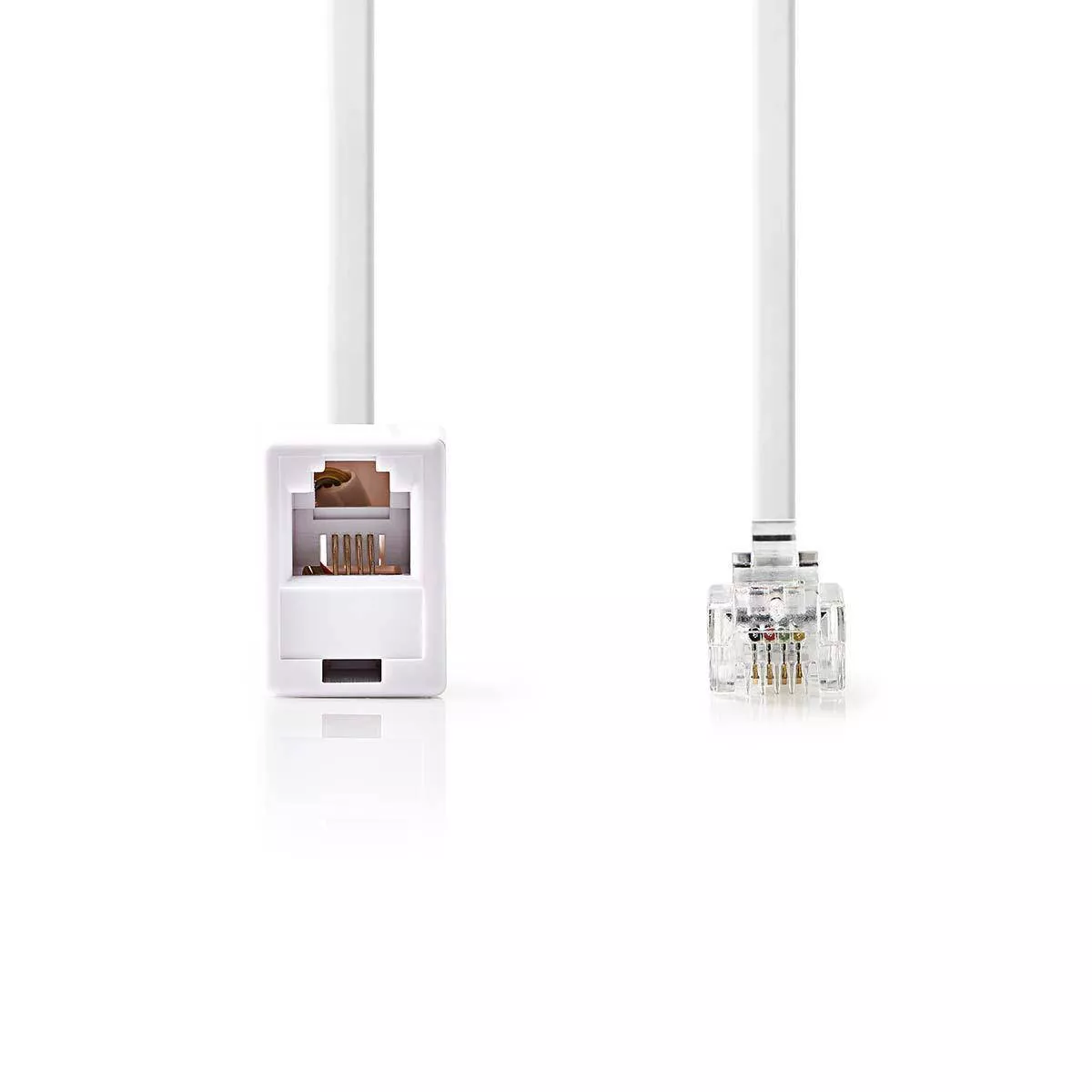 Cablu extensie telefonie RJ11 tata - RJ11 mama 10m alb Nedis 24 luni garanție [1]