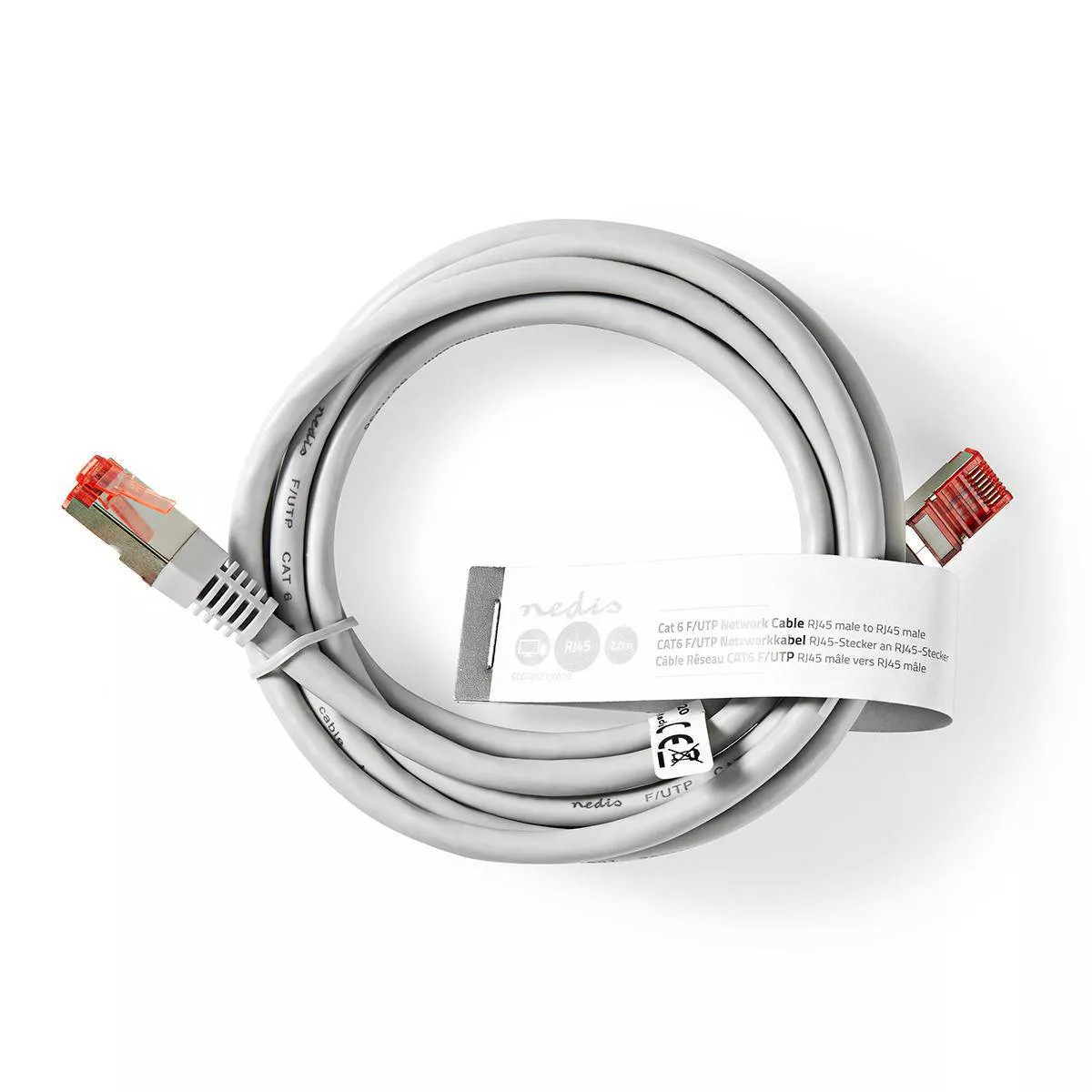 Cablu FTP CAT6 2m RJ45-RJ45 gri Nedis, patch cord, standard Cat 6, conexiune RJ45. [2]