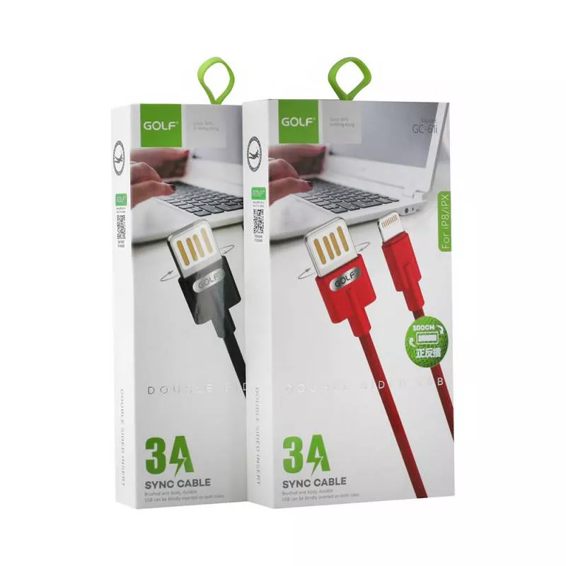 Cablu date încărcare iPhone 61I negru 1.2m Golf, conector Apple la USB A, amperaj 3000 mAh [1]