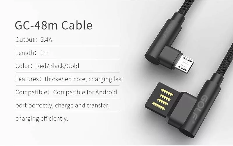 Cablu Micro USB 1m 2.4A Golf Pudding negru USB 2.0 conector USB micro și USB A [5]