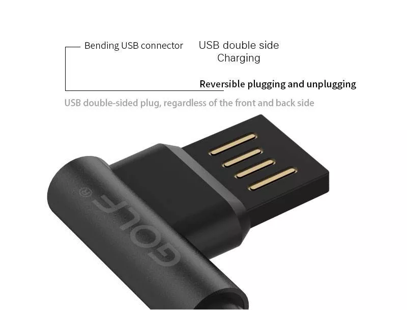 Cablu Micro USB 1m 2.4A Golf Pudding negru USB 2.0 conector USB micro și USB A [3]